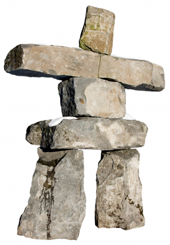 The original stone figure that represents showing the way